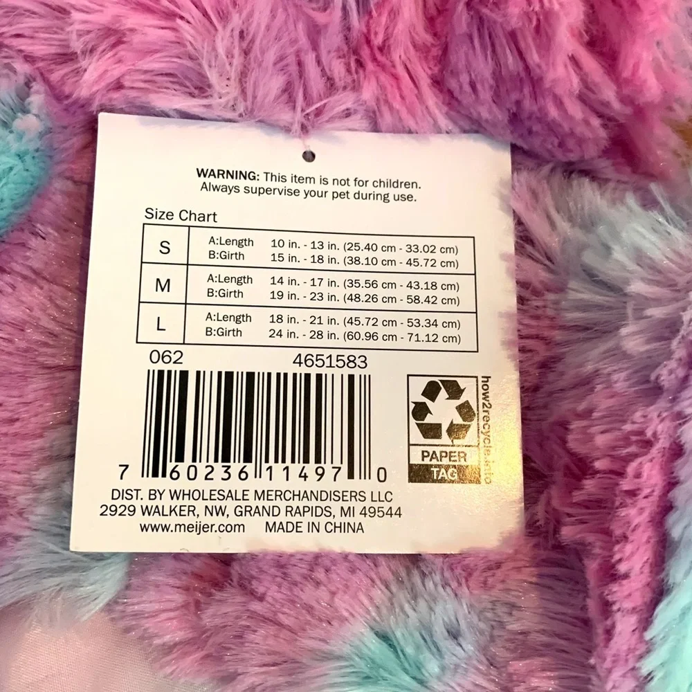 PET UNICORN COSTUME NWT